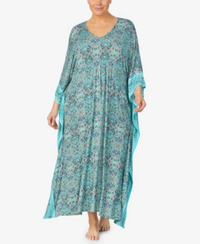 Ellen Tracy Women's Plus Size Long Caftan In Turquoise