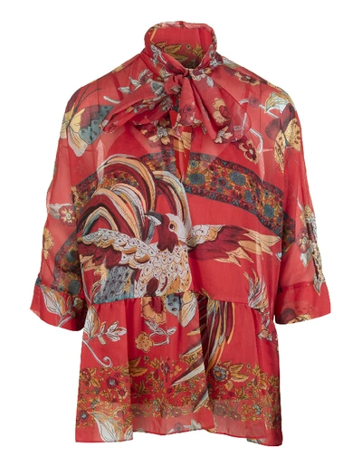Red Valentino Nature-inspired Printed Blouse In Red