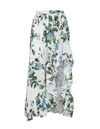 Blumarine Asymmetric Ruffled Floral Print Skirt In Bianco/verde