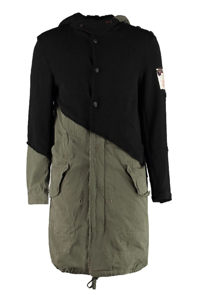 Greg Lauren Hooded Cotton Parka In Green