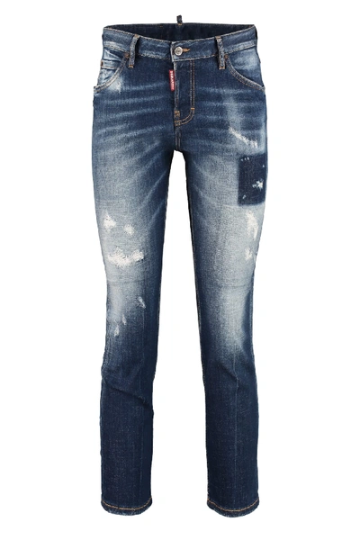 Dsquared2 Cool Girl Cropped 5-pocket Jeans In Denim
