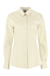 Msgm Faux-leather Fitted Shirt In Ivory