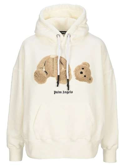 Palm Angels Bear Hoodie In Off White