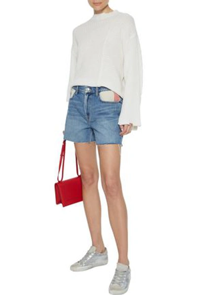 Current Elliott The Aficionado Canvas-paneled Denim Shorts In Mid Denim