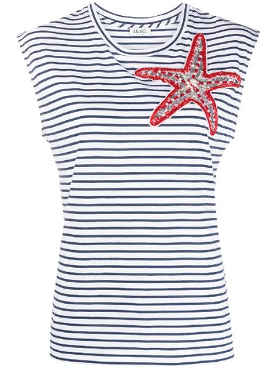 Liu •jo Starfish Horizontal-stripe Top In White