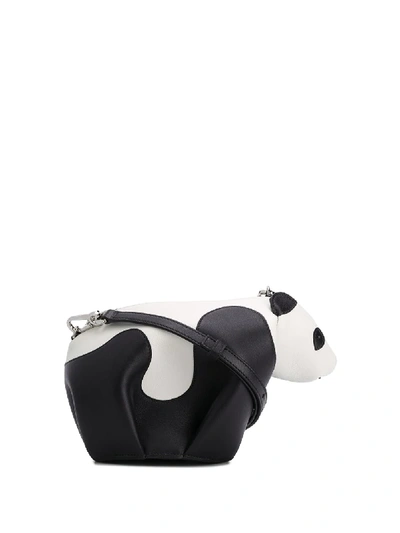 Loewe Panda Mini Leather Crossbody Bag In White,black