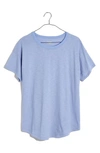 Madewell Whisper Cotton Ribbed Crewneck T-shirt In Rainwashed Peri