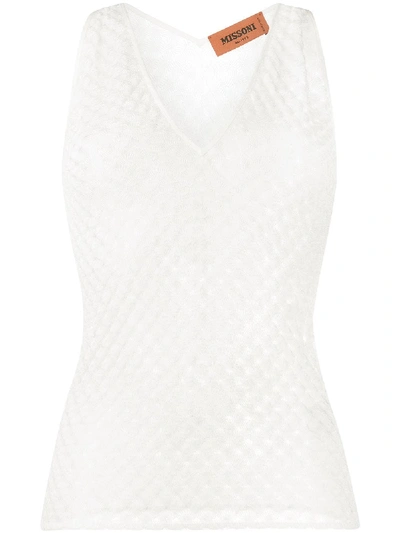 Missoni Patterned-knit V-neck Tank Top In White