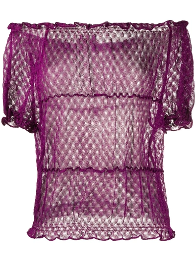 Missoni Off-the-shoulder Knitted Top In Purple