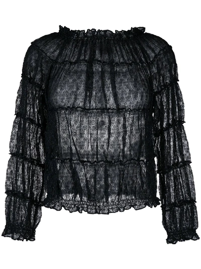 Missoni Tiered Sheer Shirt In Blue