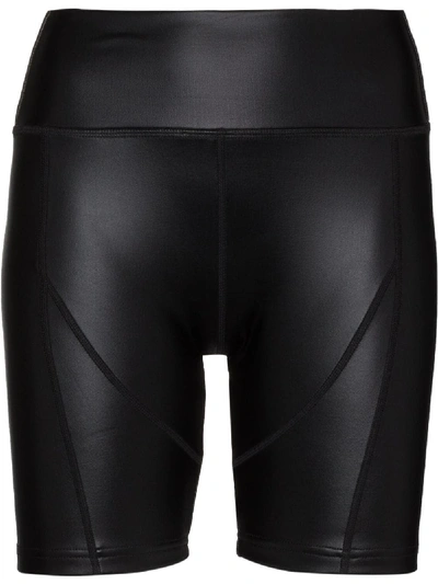 Danielle Guizio Black Faux Leather Cycling Shorts