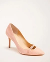 Ann Taylor Mila Mini Buckle Suede Pumps In Paloma