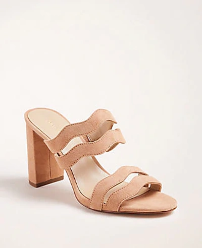 Ann Taylor Tyler Wavy Suede Block Heel Sandals In Spiced Chai