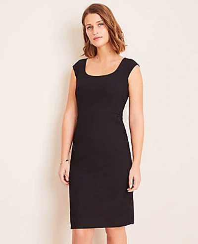 Ann Taylor The Petite Scoop Neck Dress In Bi-stretch In Black