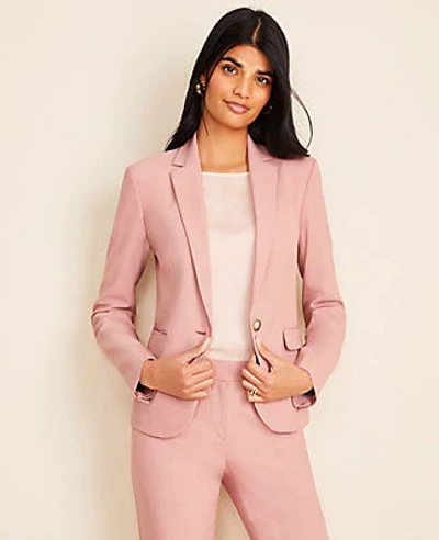 Ann Taylor The Petite One-button Blazer In End On End In Withered Rose