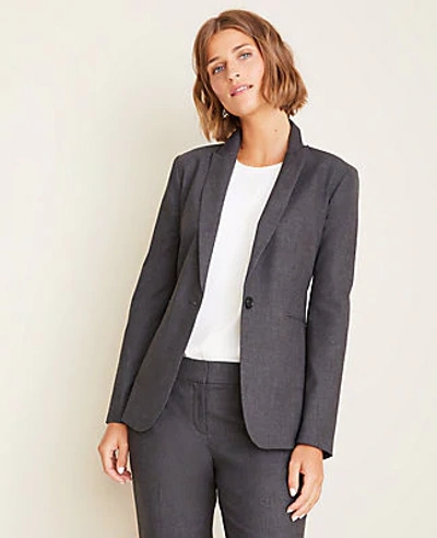 Ann Taylor The One-button Blazer In Tropical Wool In Gravel Melange