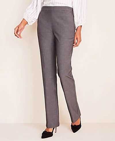 Ann Taylor The Side Zip Straight Pant In Bi-stretch In Dark Grey