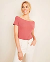 Ann Taylor Petite Off The Shoulder Top In Marsala Red