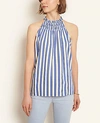 ANN TAYLOR PETITE STRIPE SMOCKED HALTER TOP,543685