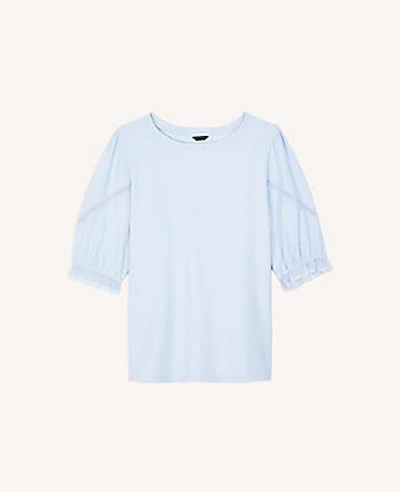 Ann Taylor Lace Trim Puff Sleeve Top In Windswept
