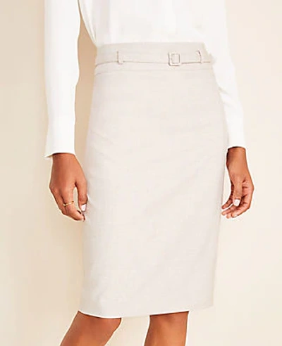 Ann Taylor The Petite Belted Pencil Skirt In Crosshatch In Neutral Multi