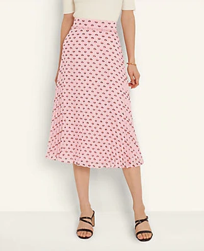 Ann Taylor Floral Smocked Pleated Skirt In Frosted Pink