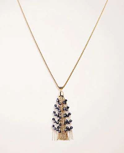 Ann Taylor Beaded Tassel Pendant Necklace In Night Sky