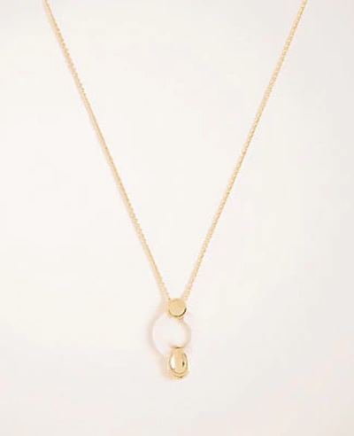 Ann Taylor Tortoiseshell Print Nugget Pendant Necklace In Winter White
