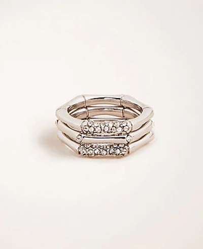Ann Taylor Bamboo Stackable Ring Set In Silver