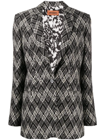 Missoni Chevron-print Single-breasted Blazer In Black