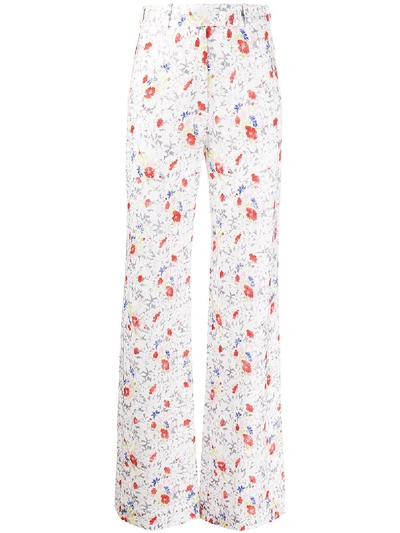 Missoni Floral-print High-waisted Trousers In White