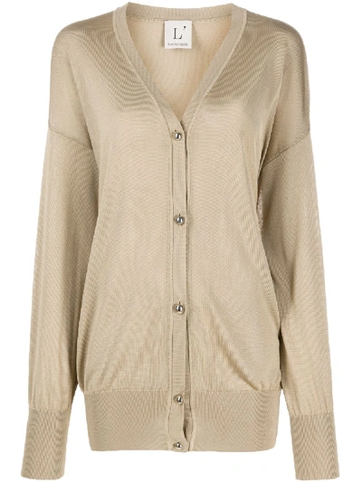 L'autre Chose Long Line Cardigan In Neutrals