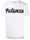 Alexander Mcqueen Mcqueen Grafitti Logo Cotton T-shirt In White