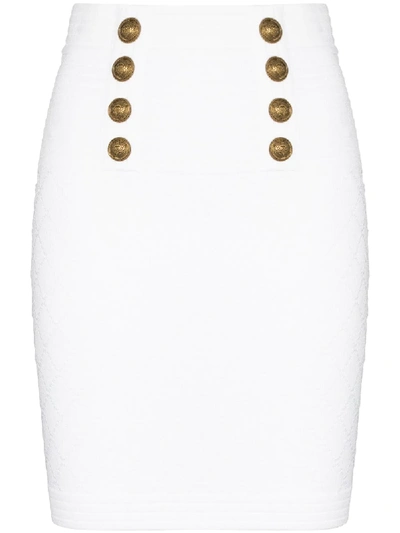 Balmain Diamond Stitch High Waist Jumper Miniskirt In White