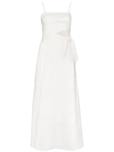 Zimmermann Amelie Tie-belt Linen Maxi Dress In White