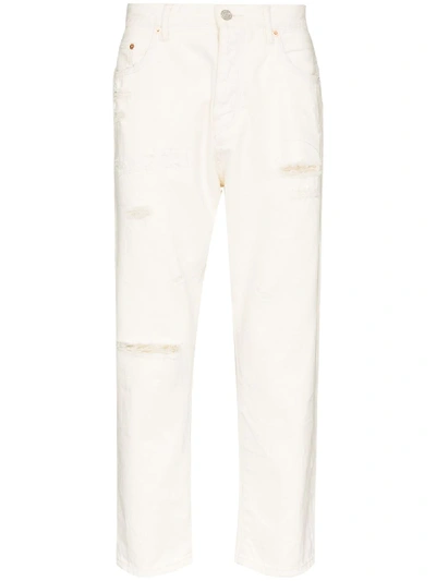Purple Brand Distressed-effect Tapered-leg Jeans In White