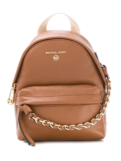 Michael Michael Kors Chain Detail Leather Backpack In Brown