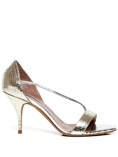Tabitha Simmons Nile Snake-effect Sandals In Gold