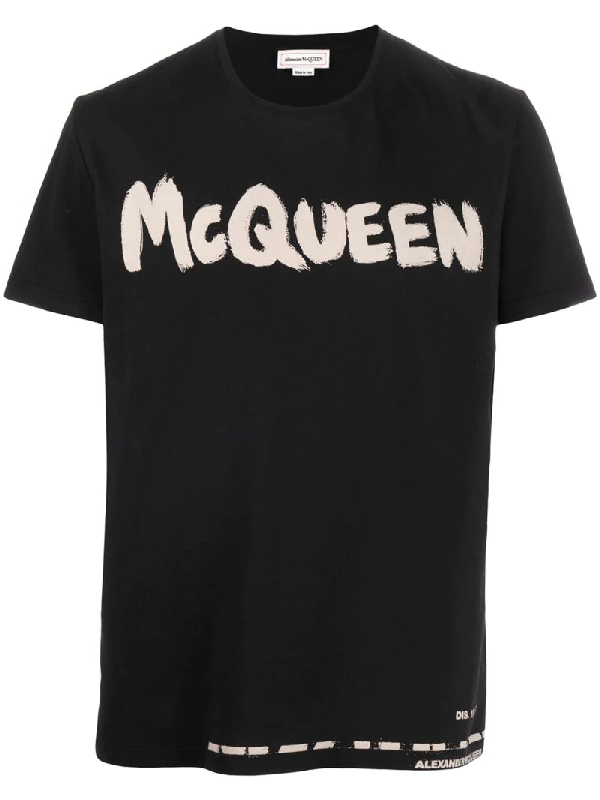 Alexander Mcqueen Graffiti Logo-print Cotton-jersey T-shirt In Black ...