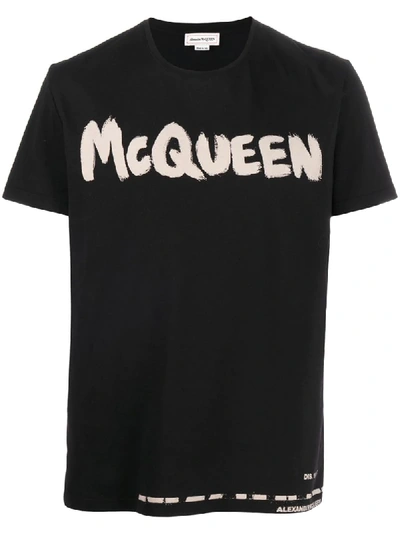 Alexander Mcqueen Graffiti Logo-print Cotton T-shirt In Black