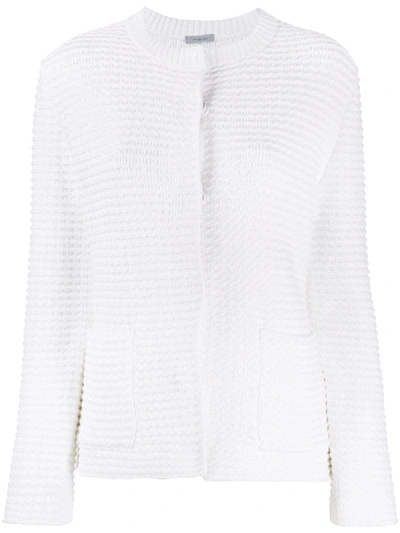 Malo Waffle Knit Cardi-coat In White