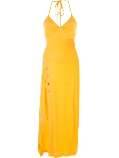 Alix Nyc Ribbed Fitted Dress In Yellow