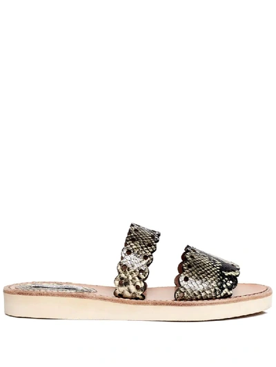 Tabitha Simmons Akela Snake-effect Sandals In Neutrals