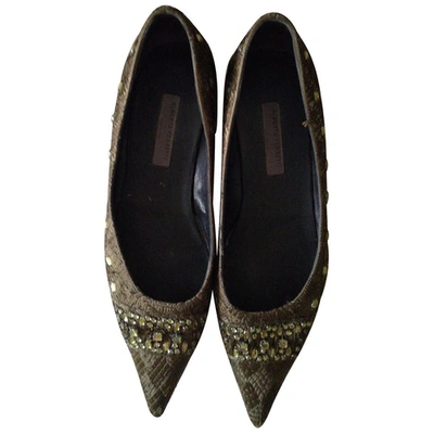 Pre-owned Alberta Ferretti Cloth Ballet Flats In Green