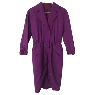 Pre-owned Mugler Purple Wool Dress