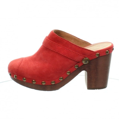 Pre-owned Chanel Red Suede Mules & Clogs