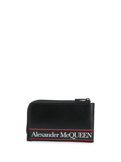 Alexander Mcqueen Black Leather Logo Print Purse