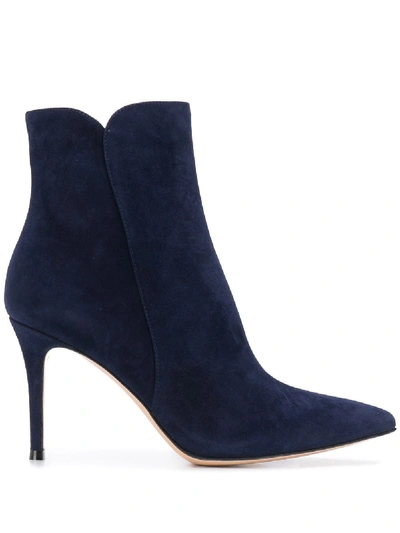 Gianvito Rossi Levy 85 Suede Ankle Boots In Blue