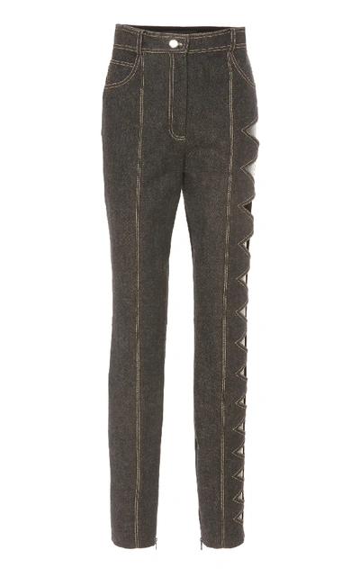 David Koma High-waisted Cutout Jeans In Grey
