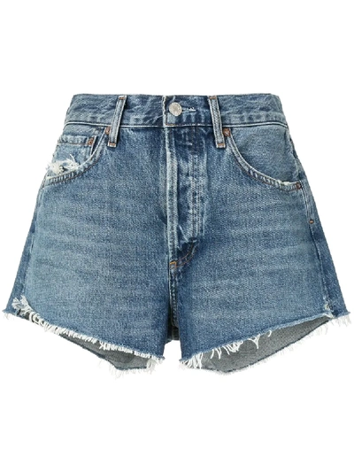 Agolde Parker Vintage Loose Fit Cutoff Shorts In Blue